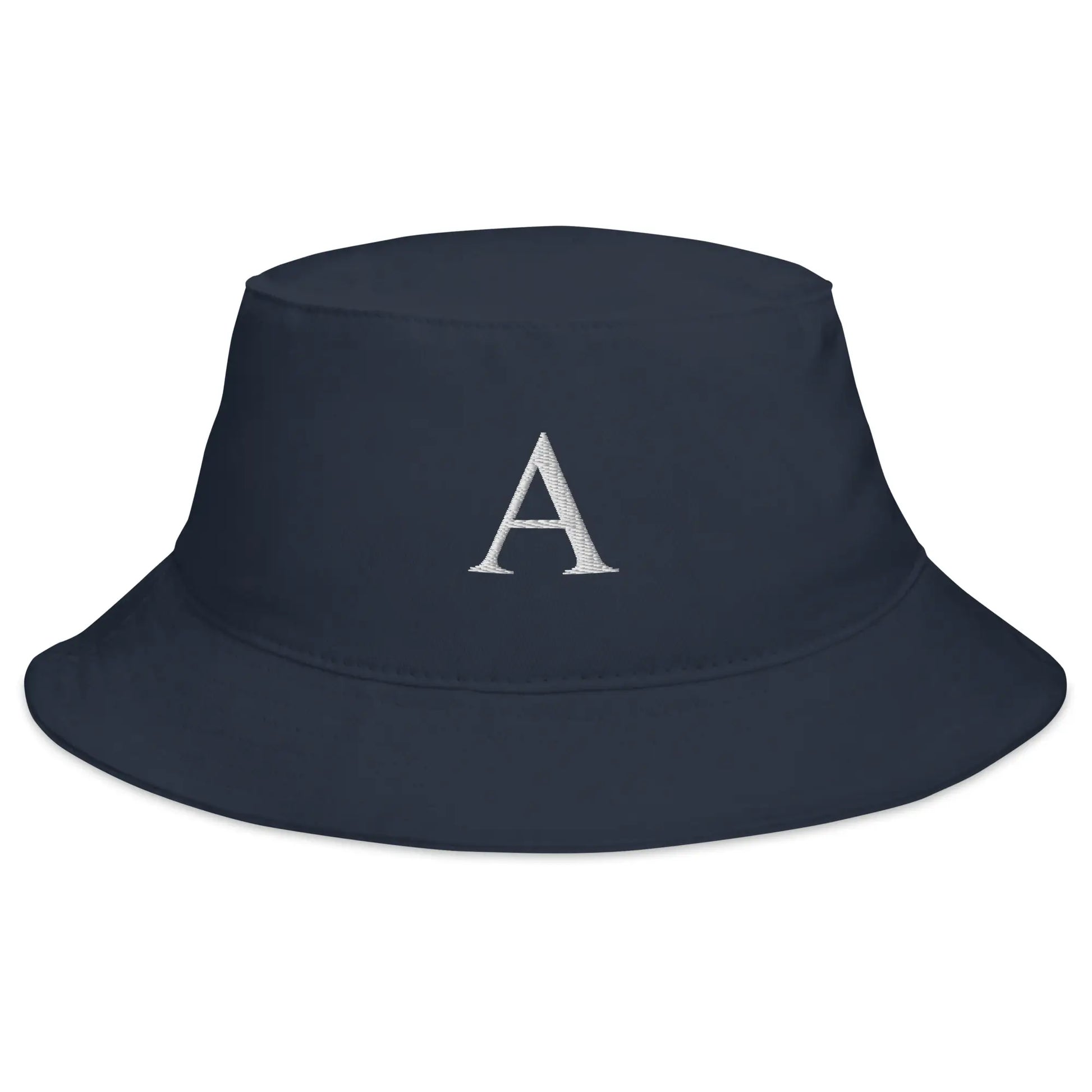 alpha letter navy bucket hat