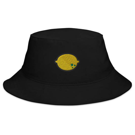 black and yellow lemon bucket hat black