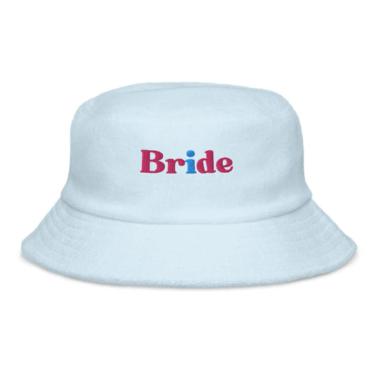 bride bucket hat pastel blue