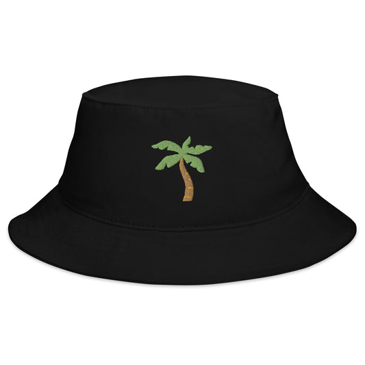 black Bucket Hat Palm Tree