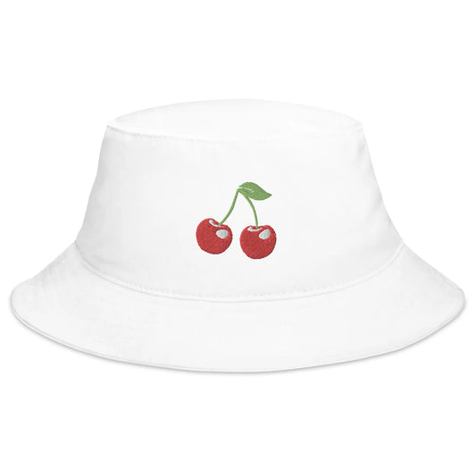 cherry white bucket hat