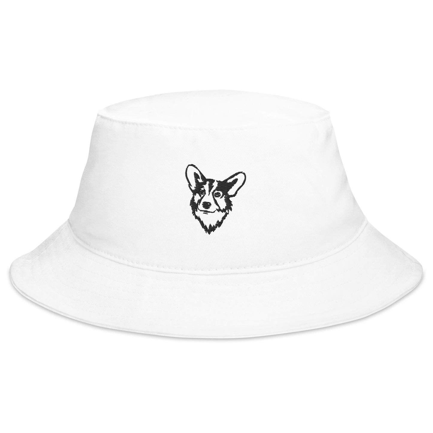 corgi white bucket hat