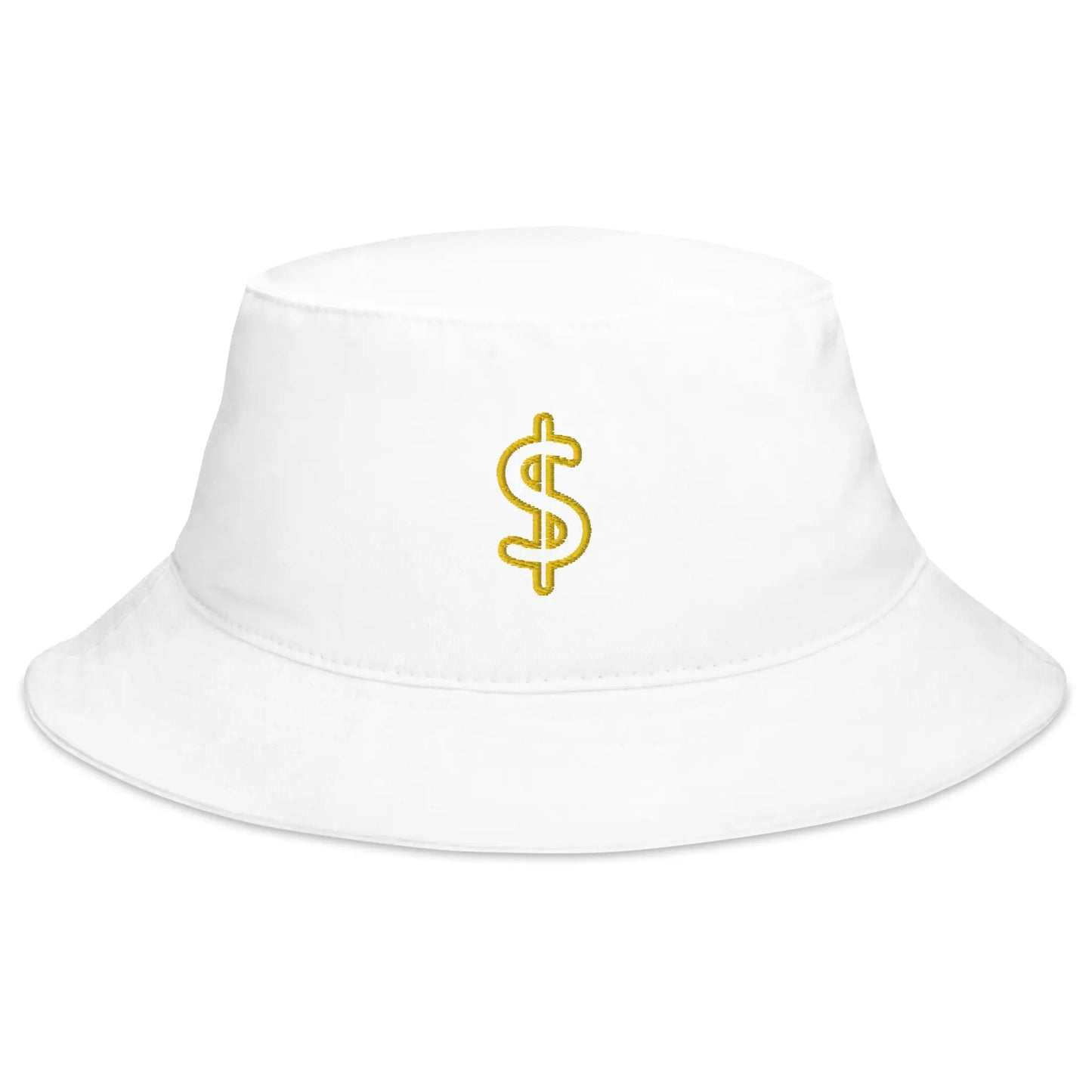 dollar sign bucket hat white