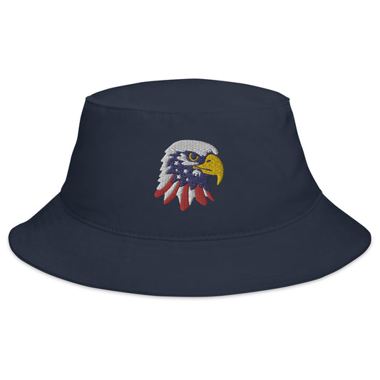 navy bucket hat with american flag