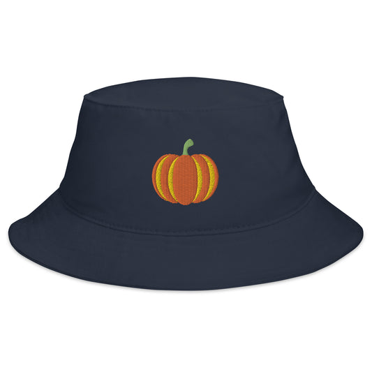 pumpkin navy bucket hat