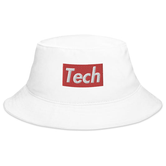 tech white bucket hat