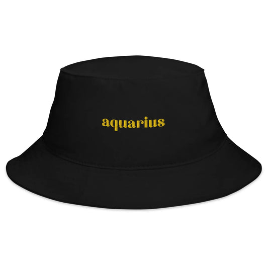 aquarius black bucket hat