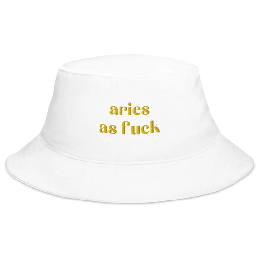 aries as fuck white bucket hat