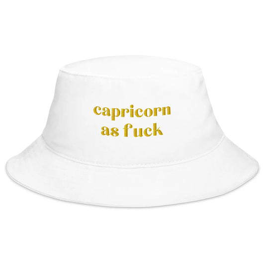 capricorn as fuck white bucket hat