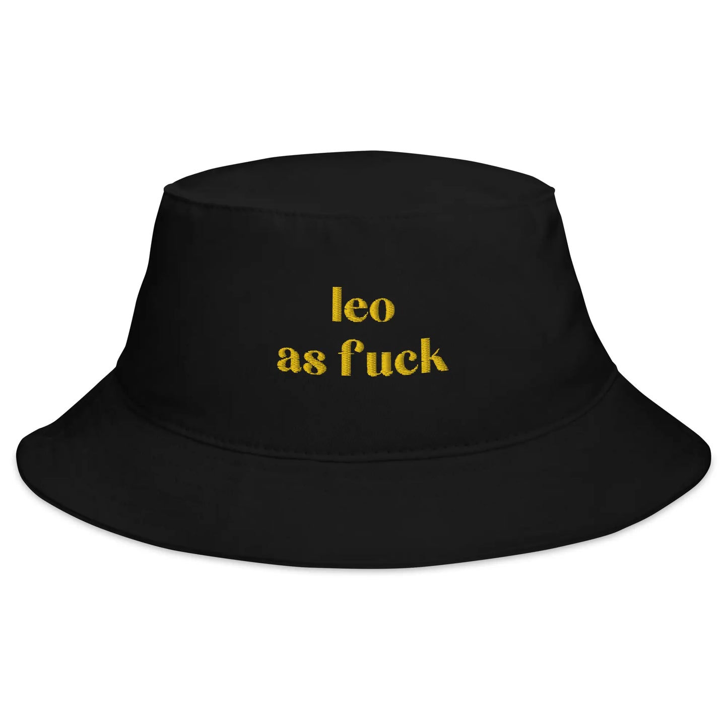 leo as fuck black bucket hat