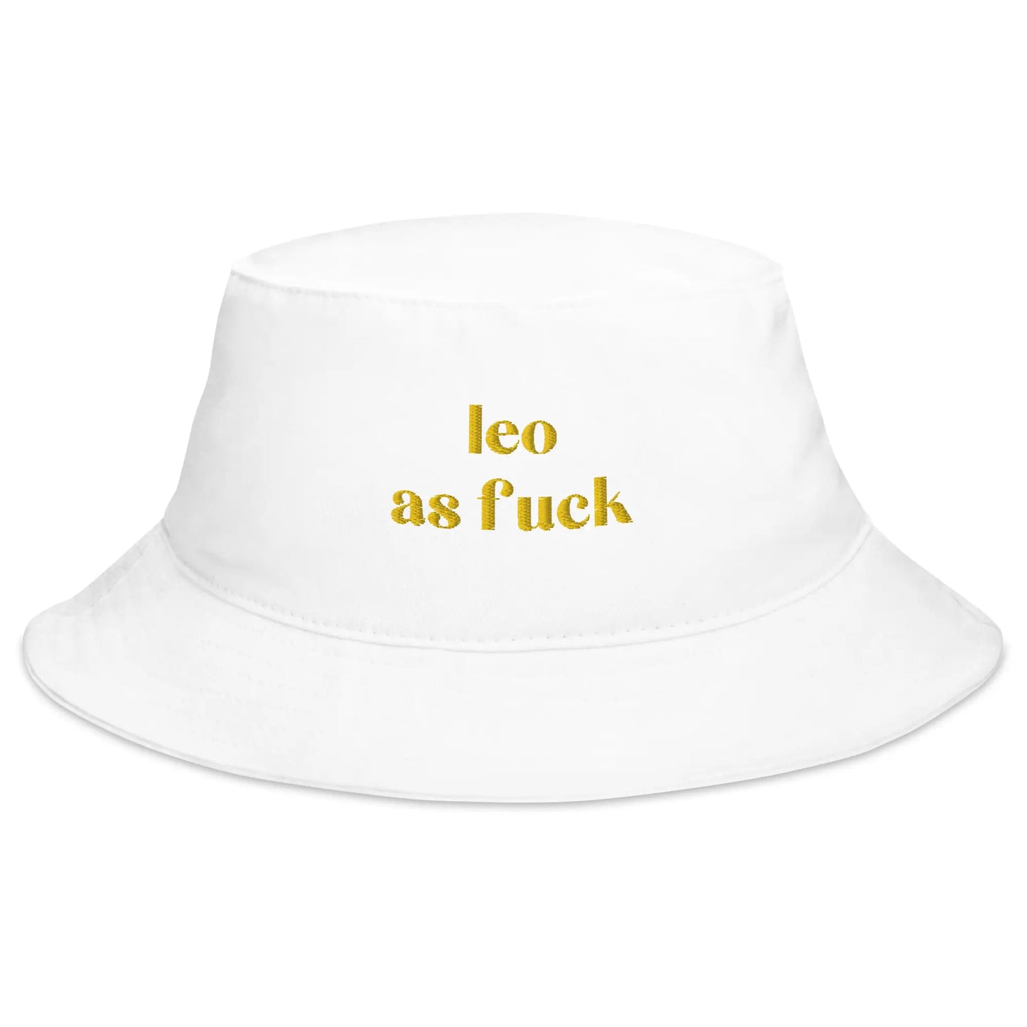 leo as fuck white bucket hat