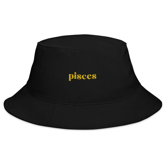 pisces black bucket hat